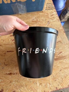FRIENDS Black Tin Container with Multicolor Dot Accents